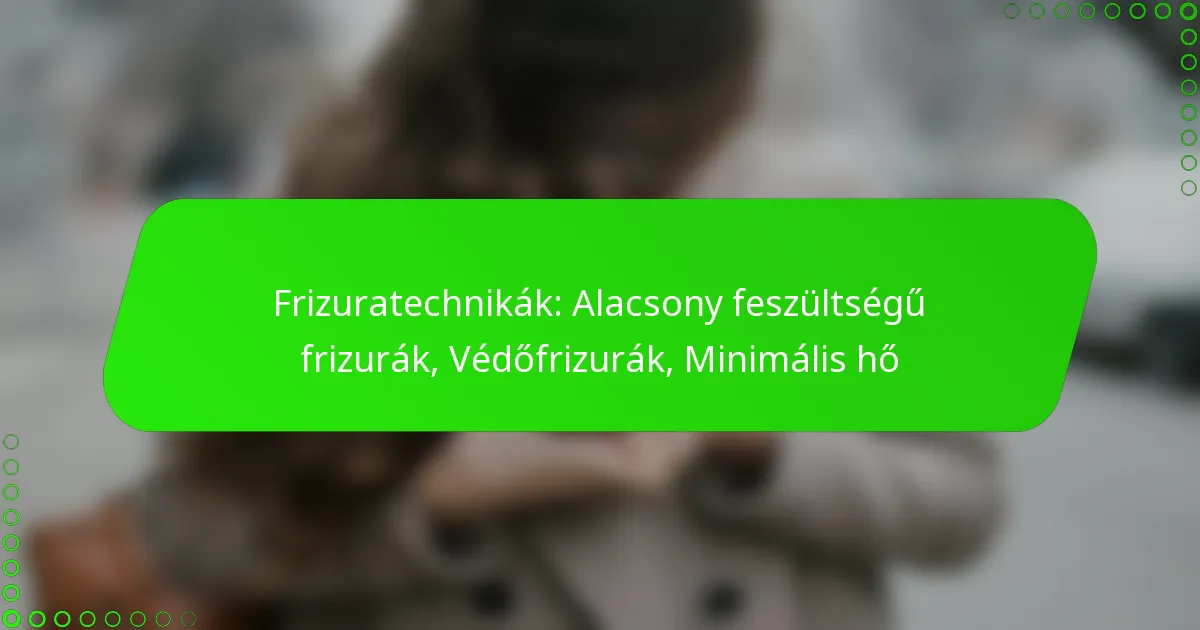 Frizuratechnikák: Alacsony feszültségű frizurák, Védőfrizurák, Minimális hő