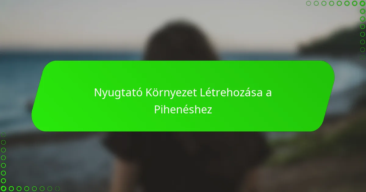 Nyugtató Környezet Létrehozása a Pihenéshez