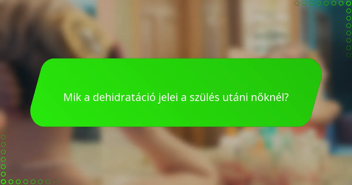 Mik a dehidratáció jelei a szülés utáni nőknél?