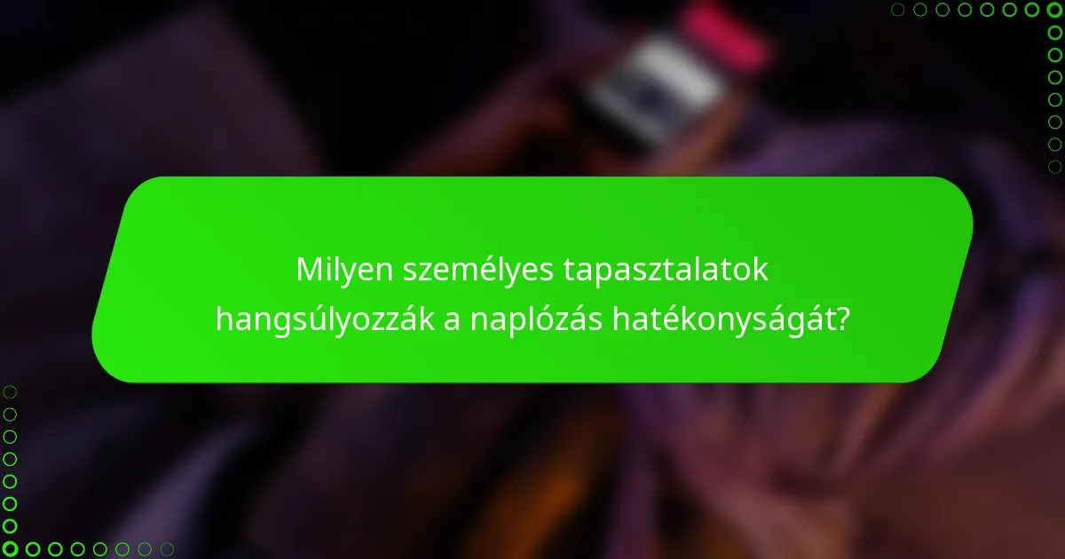 Milyen személyes tapasztalatok hangsúlyozzák a naplózás hatékonyságát?